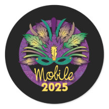 Mardi Gras Mask Sticker -2025 - Mobiel, AL