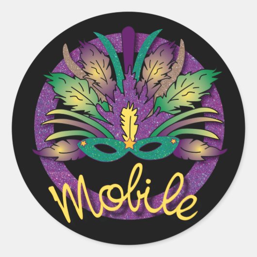 Mardi Gras Mask Sticker - Mobile, AL (Devant)