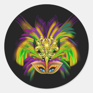 Mardi-Gras-Mask-The-Queen-V-2 Ronde Sticker