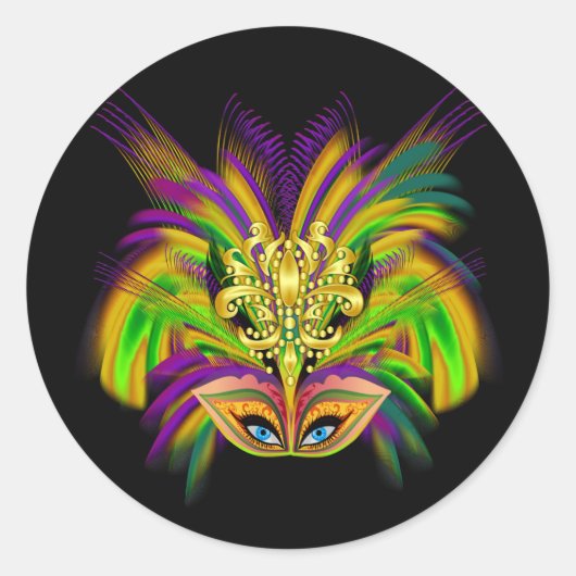 Mardi-Gras-Mask-The-Queen-V-2 Ronde Sticker (Voorkant)