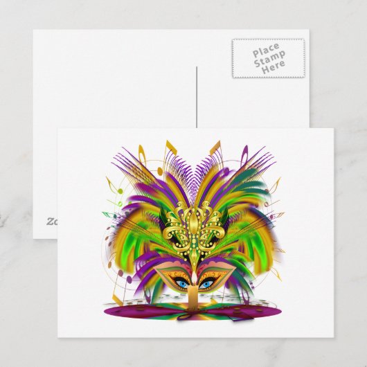 Mardi-Gras-Mask-The-Queen-V-4 Briefkaart (Voorkant / Achterkant)