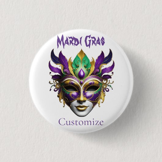 Mardi Gras Mask Thunder_Cove Ronde Button 3,2 Cm (Voorkant)