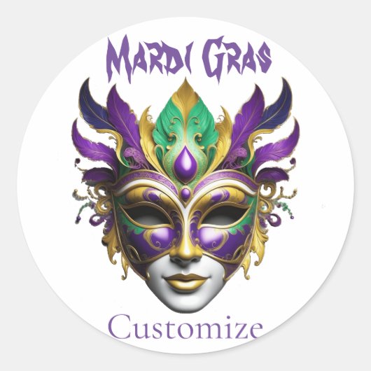 Mardi Gras Mask Thunder_Cove Ronde Sticker (Voorkant)