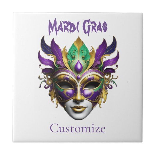 Mardi Gras Mask Thunder_Cove Tegeltje (Voorkant)