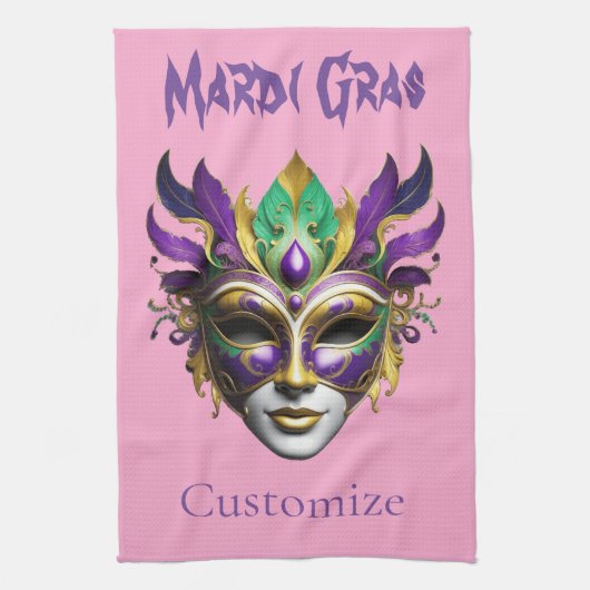Mardi Gras Mask Thunder_Cove Theedoek (Verticaal)