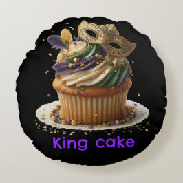 Mardi Gras Masked Cupcake Celebration Rond Kussen