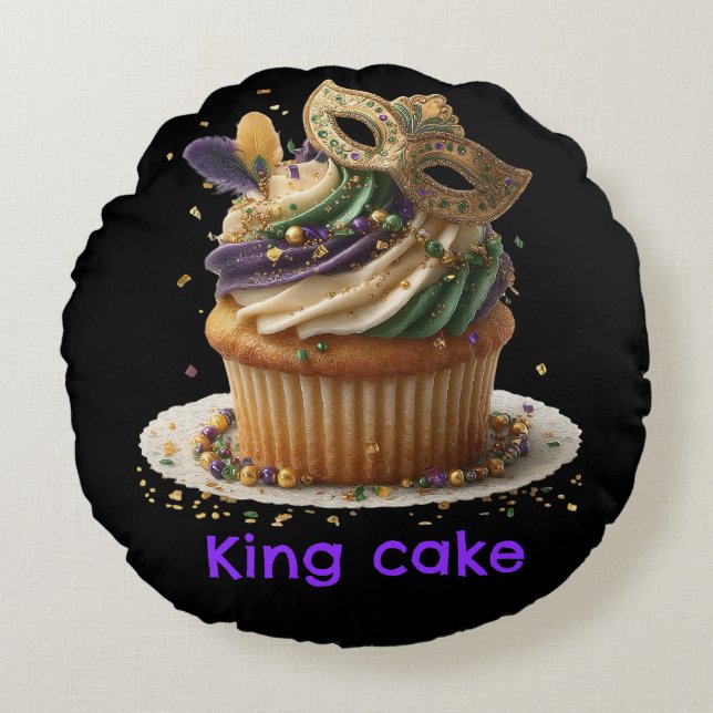 Mardi Gras Masked Cupcake Celebration Rond Kussen (Voorkant)