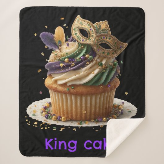 Mardi Gras Masked Cupcake Celebration Sherpa Deken (Voorkant)