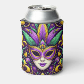 Mardi Gras masker/kralen/fleur de lis Blikjeskoeler (Blikje Achterkant)