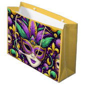Mardi Gras masker/kralen/fleur de lis Groot Cadeauzakje (Voorkant Gekanteld)