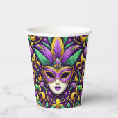 Mardi Gras masker/kralen/fleur de lis Papieren Bekers (Voorkant)