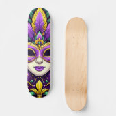 Mardi Gras masker/kralen/fleur de lis Skateboard (Voorkant)
