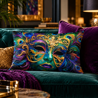 Mardi Gras Masker Kussen 16x12