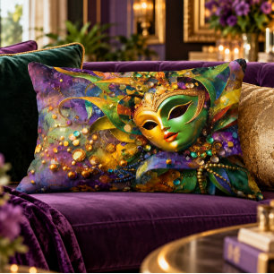 Mardi Gras-masker-kussen 16x12 Accent Kussen