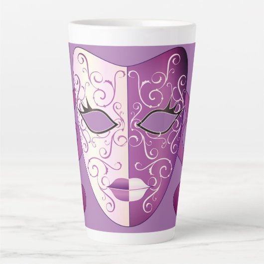 Mardi Gras Masker Latte Mok 17 oz (Voorkant)