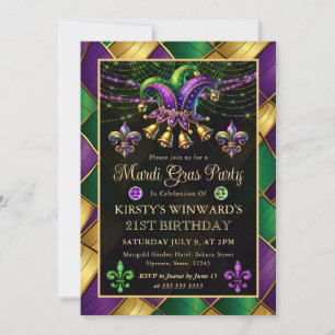 Mardi Gras Maskerade 21e Verjaardag Kaart