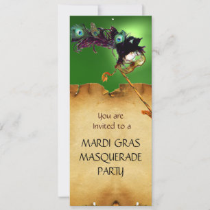 MARDI GRAS MASKERADE FEEST, Geel groen Kaart
