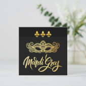 Mardi Gras Maskerade Feest Uitnodiging (Staand voorkant)