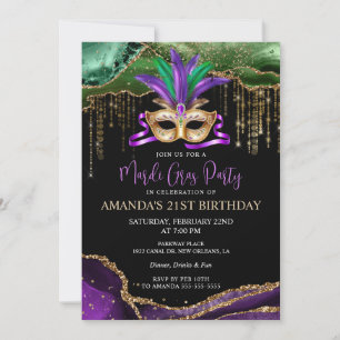 Mardi Gras Maskerade Feest Uitnodiging
