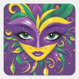 Mardi Gras Maskerade Vierkante Sticker