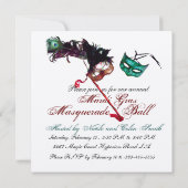 MARDI GRAS MASKERBAL Zilver Metaalglans Kaart (Achterkant)