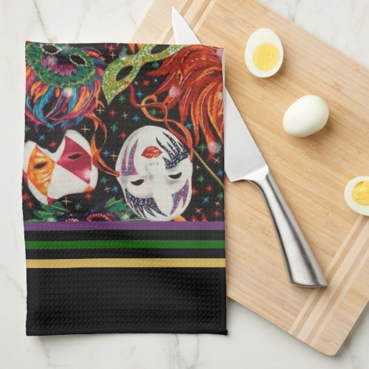Mardi Gras Maskers 2 Theedoek (Quarter Fold)