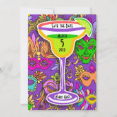 Mardi Gras Maskers Kleurrijke Martini Save the Dat Kaart (Voorkant)