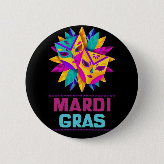 Mardi Gras Masks Celebration Button (Voorkant)