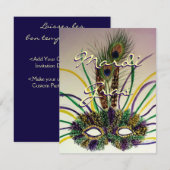 Mardi Gras Masque de plumes Invitations Customisés (Devant / Derrière)