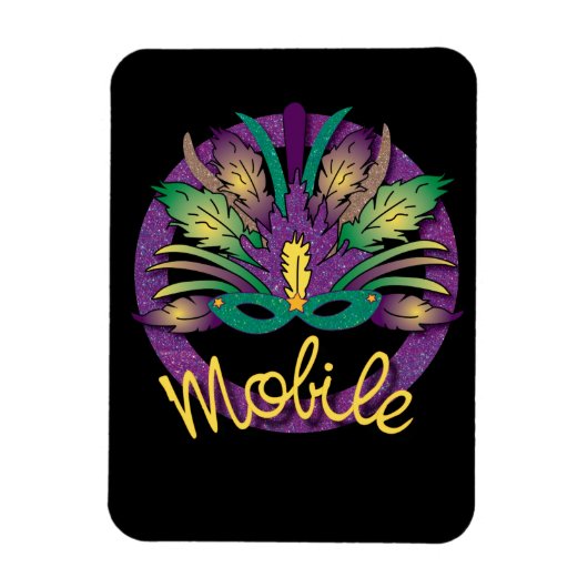 Mardi Gras Masque Magnet - Mobile, AL (Vertical)