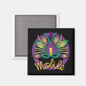 Mardi Gras Masque Magnet - Mobile, AL (Recto/Verso)