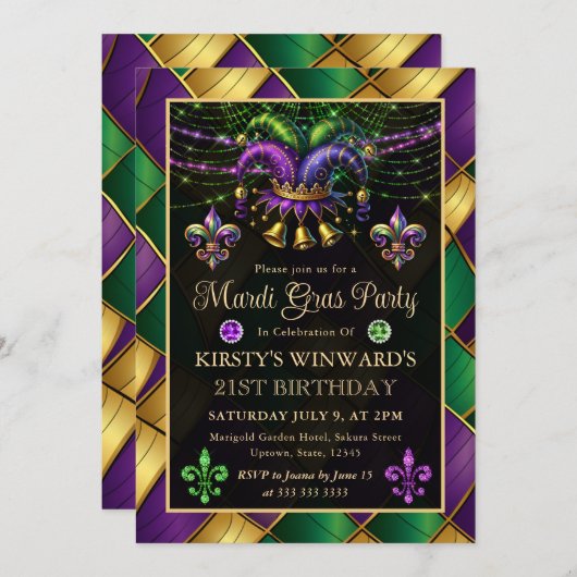 Mardi Gras Masquerade 21ste verjaardag Kaart (Voorkant / Achterkant)