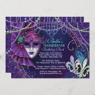 Mardi Gras Masquerade Anniversaire Invitations