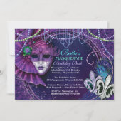 Mardi Gras Masquerade Anniversaire Invitations (Devant)