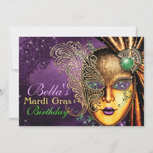 Mardi Gras Masquerade Anniversaire Invitations (Dos)