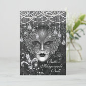 Mardi Gras Masquerade Anniversaire Invitations (Debout devant)