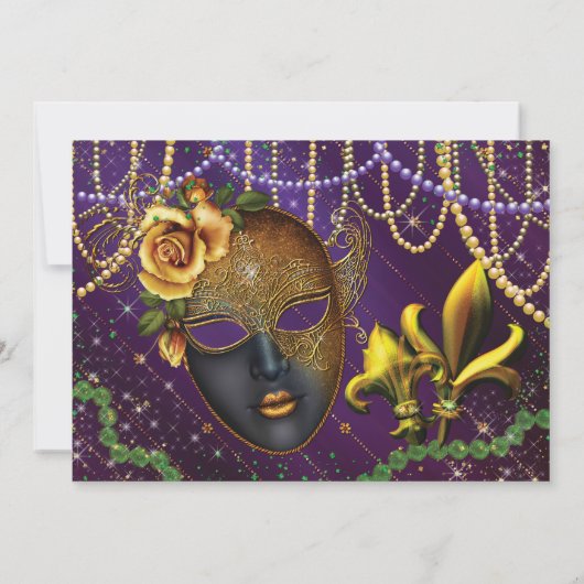 Mardi Gras Masquerade Anniversaire Invitations (Dos)