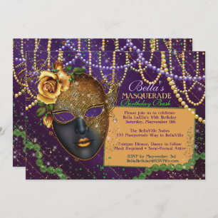 Mardi Gras Masquerade Anniversaire Invitations