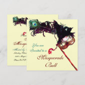 MARDI GRAS MASQUERADE BAL Champagne Metaal Kaart (Voorkant / Achterkant)