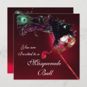 MARDI GRAS MASQUERADE BAL rood burgundy Kaart (Voorkant / Achterkant)