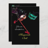 MARDI GRAS MASQUERADE BALL, Black rsvp Kaart (Voorkant / Achterkant)