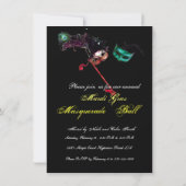 MARDI GRAS MASQUERADE BALL, Black rsvp Kaart (Achterkant)