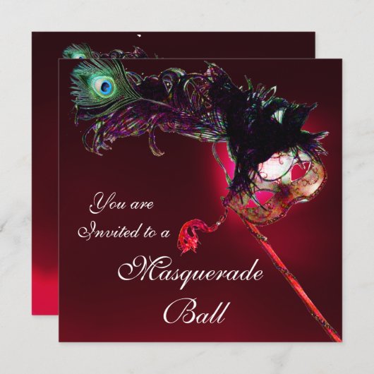 MARDI GRAS MASQUERADE BALL rood bordeauxrood Kaart (Voorkant / Achterkant)