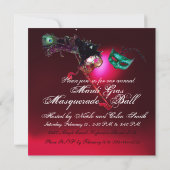 MARDI GRAS MASQUERADE BALL rood bordeauxrood Kaart (Achterkant)