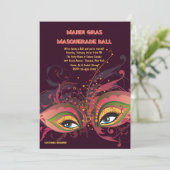 Mardi Gras Masquerade Ball Uitnodiging (Staand voorkant)
