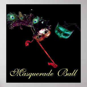 MARDI GRAS MASQUERADE BALL, zwart Poster