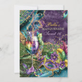 Mardi Gras Masquerade Birthday Party Kaart (Voorkant)