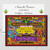 Mardi Gras Masquerade Carnaval Invitation (Devant / Derrière)