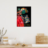 MARDI GRAS MASQUERADE, HARLEQUIN COSTUME MONOGRAM POSTER (Keuken)