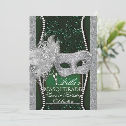 Mardi Gras Masquerade Invitation de fête d'anniver (Debout devant)